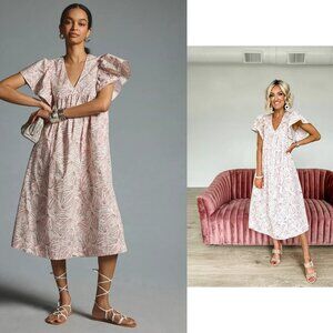 NWT MAEVE Printed Flutter Sleeve Babydoll Dress (XXS)